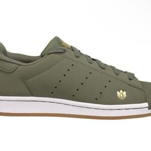 Adidas Men's Olive and Gold Sneakers